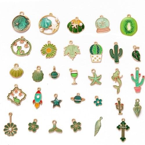 10pcs Alloy Colorful Stars Moon Flowers Enamel Charms Pendant Oil Drop For Women DIY Jewelry Earrings Necklace Accessories