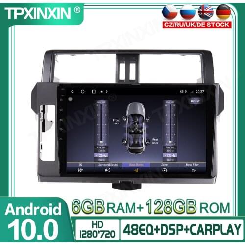 128G PX6 Android 10.0 For Toyota Prado 2014-2017 Car Multimedia Player GPS Navigation Headunit Radio Audio Stereo Tape Recorder
