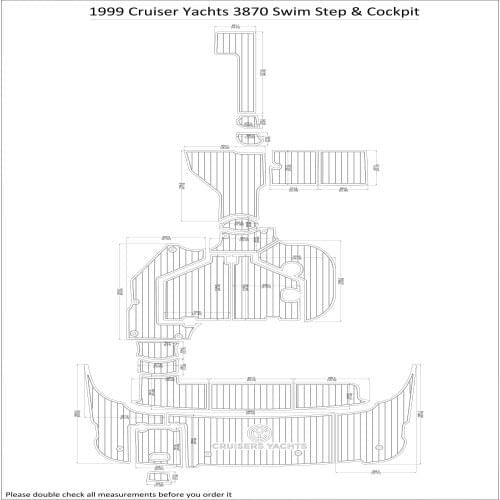 1999 Cruiser Yachts 3870 Swim Step & Cockpit Boat EVA Faux Teak Deck Floor Pad