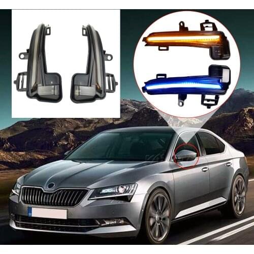 2 pieces For Skoda Superb B8 MK3 III 3V A7 2016 2017 2018 2019 Dynamic Side Wing LED Turn Signal Blinker Mirror flasher Light