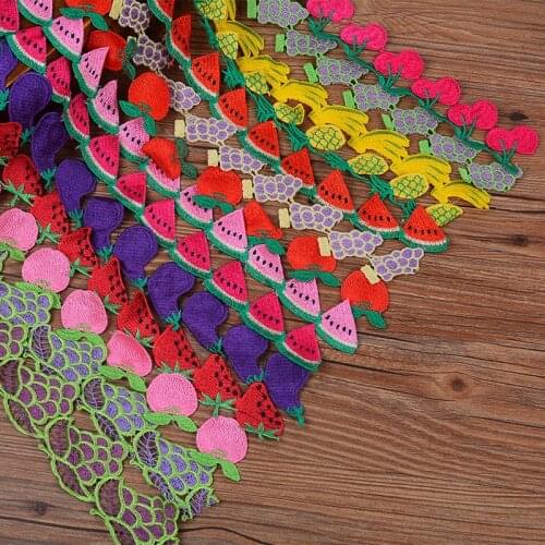 2 Yards Fruit Embroidered Lace Trim Ribbons Fabric for Knitting Embellishments for Clothing DIY Handmade Sewing Supplies Craft