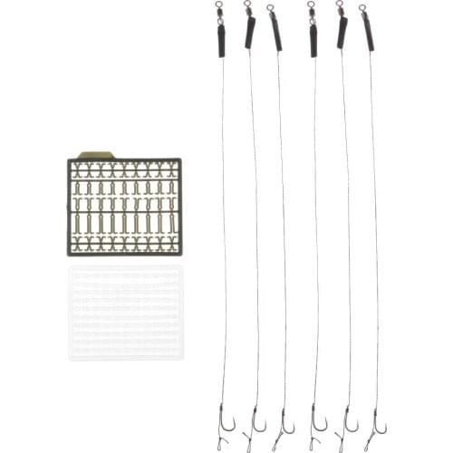 6pcs Carp Hair Rigs Fishing Barbless Hooks 6# 8# 10# Fishing Accessories + 2pcs Hair Rig Boilie Bait Stops