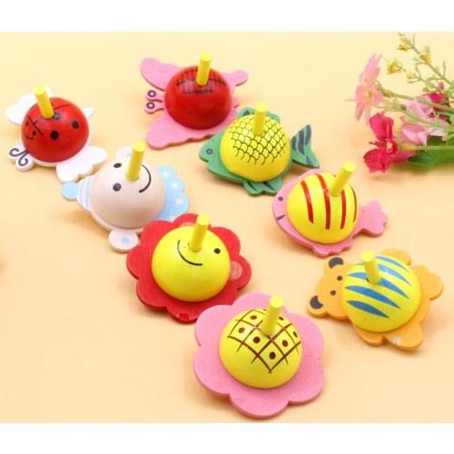6PCS Cartoon Wooden Animal Gyro Kids Birthday Party Favor Baby Shower Girl Boy Party Gift Pinata Fillers Souvenirs