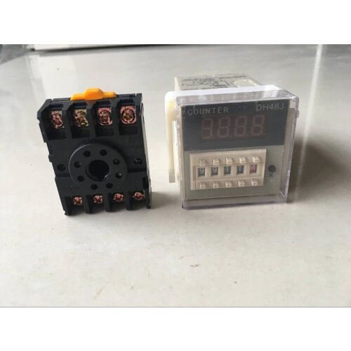 1Set DH48J 8 Pin Digital Display Counter Counting Relay With Memory Relay 1-999900 +PF083A Socket Base 12VDC 24VDC 110VAC 220VAC