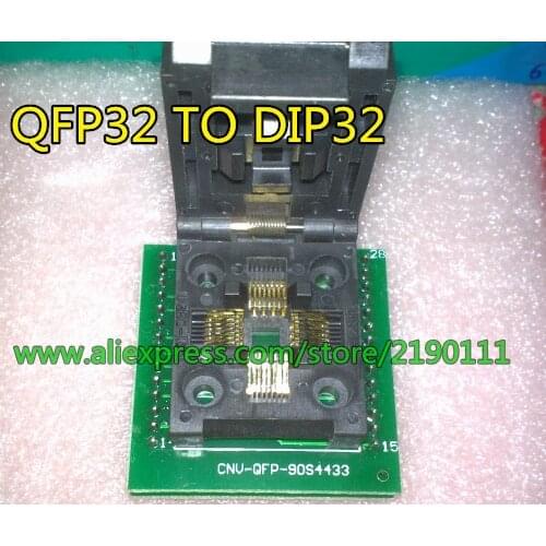 QFP32 TO DIP32 QFP32 TQFP32 FQFP32 PQFP32 IC Programming Adapter Test Burn-in Socket 0.8mm Pitch + Free Shipping