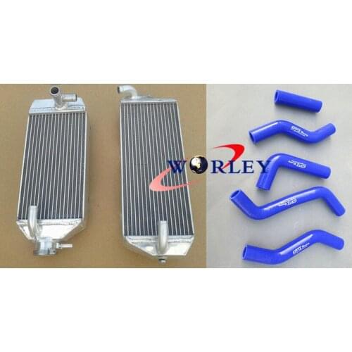 Aluminum radiator & silicone BLUE hose for SUZUKI RMZ250 2007 2008 2009 cooling system