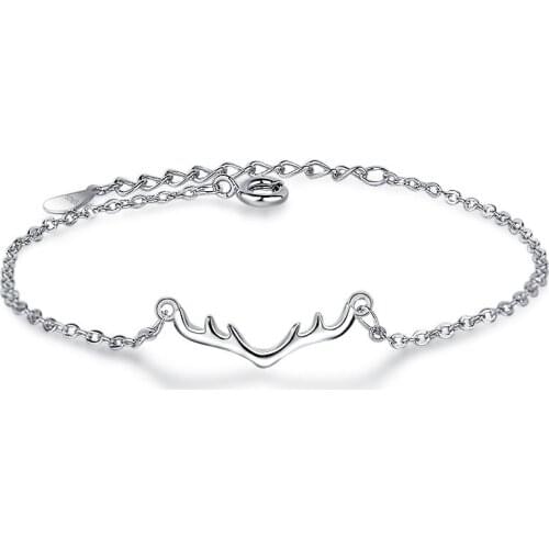 Brand Simple Fashion Elk Antlers Bracelet For Women Girl Chritmas Gift 925 Sterling Silver Jewelry pulseira