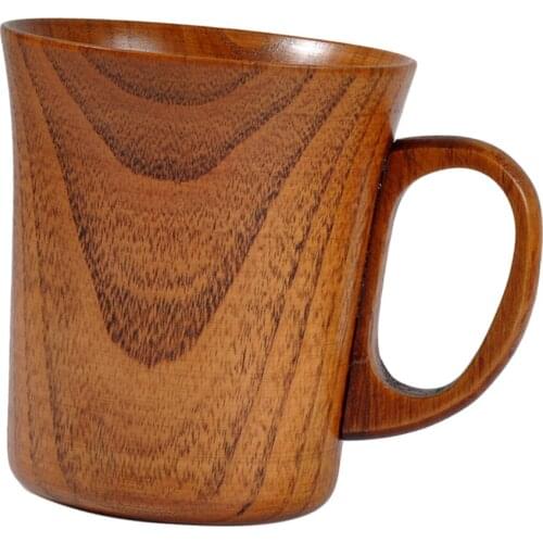 Handmade Wooden Goblet With A Cup Of Water Milk Juice Beer Handle Tea Cup