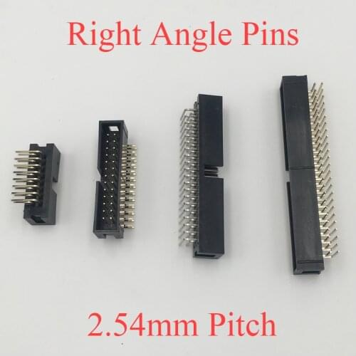 DC3 30P 34P 40P 50P 30 34 40 50 Pins 2.54mm Pitch Right Angle Double Row Space Connector IDC ISP JTAG Male Header Socket Box