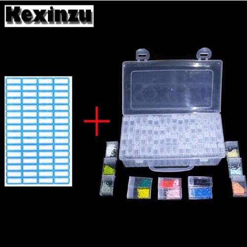 Kexinzu 64pcs Diamond Painting Cross Stitch Tools Beads Container Diamond 5D 3D Embroidery Storage Mosaic Convenience Box Gift