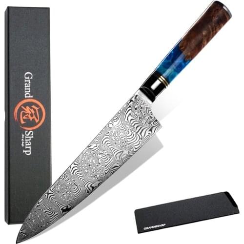 7.5 Inch Chef Knife 110 Layers Damascus Kitchen Knives Cooking Tools Stainless Steel Pro Butcher Slicing Tool Chefs Gift Box