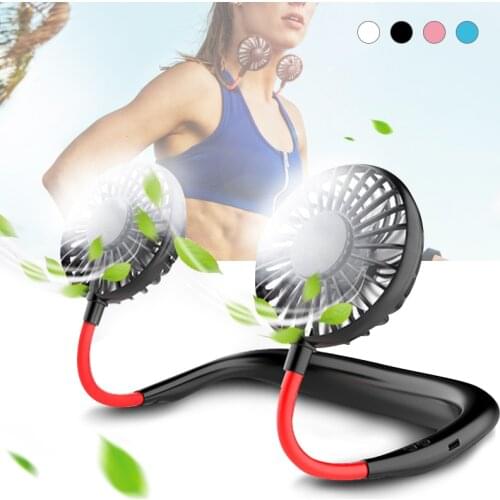 USB Outdoor Sports Mini Hanging Neck Fan Portable Leafless Small Fan Hanging Neck Lazy Ultra-quiet Electric Fan Third Gear