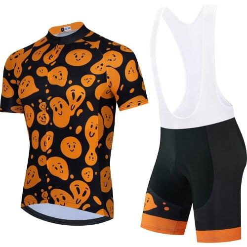 New Cycling Clothing Men Cycling Set Bike Clothing Breathable Anti-UV Bicycle Wear/Short Sleeve Orange Cycling Jersey Sets