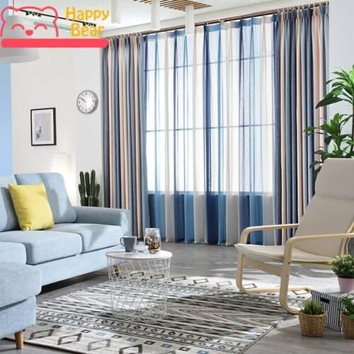 Happy Bear Window Curtains for Living Room Half Shading Curtain for Bedroom Home Decorative Curtain Color Gradient Curtains
