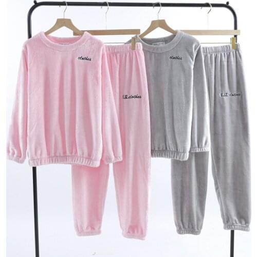 Autumn and winter coral velvet pajamas fairy warmth winter long-sleeved warmth and thickening plus velvet flannel home service s