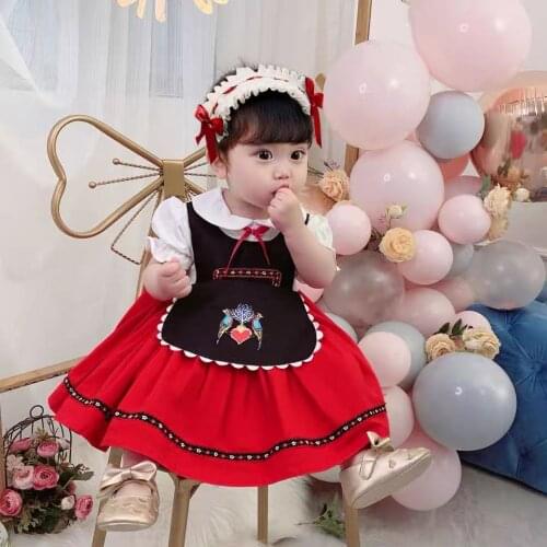 2-6Y Christening First Communion Baby Girl Christmas Festival Red Princess Dress for Girls Festival Party