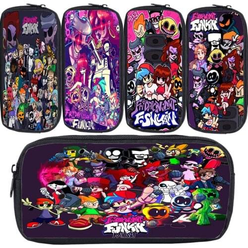 Funny Friday Night Funkin Pencil Cases Hot Game Pencil Bags Trendy Cosmetic Bags Kawaii Cartoon School Pen Bag Canvas Pencilcase