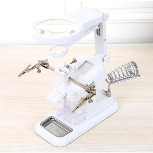 Helping Hands Magnifier Station USB Electric Soldering Iron Workstation Magnifying Glass Stand