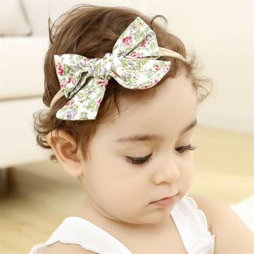 New Solid Color Printed Newborn Toddler Headband Ribbon Elastic Baby Cute Elastic Headdress Kids Hair Band Girl Bow Knot
