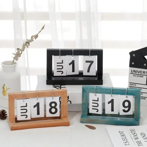 Manual Flip Table Calendar Wooden Vintage Ornaments Home Cafe Bookstore Desktop Perpetual Crafts Decorative Accessories Newest