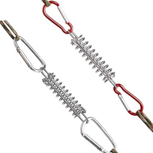 Steel Spring Tent Rope Tensioner Tightener with Carabiner Strong Tent Buckle for Adjust Rope Tightness Camping Tent Accessories