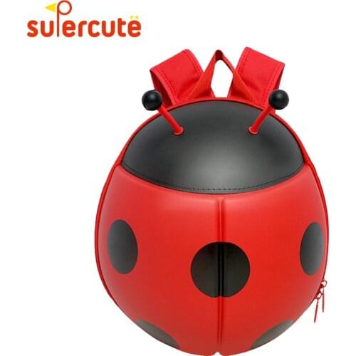SUPERCUTE fashion Ladybug Shape kids backpack 3D cartoon kids bag nature inspired outdoors kids toy storage bag
