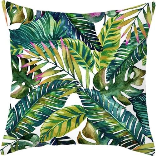 Tropical Plants Cushion Cover Green Leaves Decorative Pillowcase Tropical Plant Throw Pillow-case Soft No Fade Fashion Style