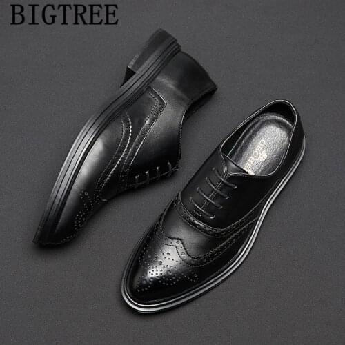 Vintage Shoes Men Formal Brogue Shoes Men Classic Brown Dress Luxury Brand Elegant Shoes For Men Evening Dress Chaussure Homme