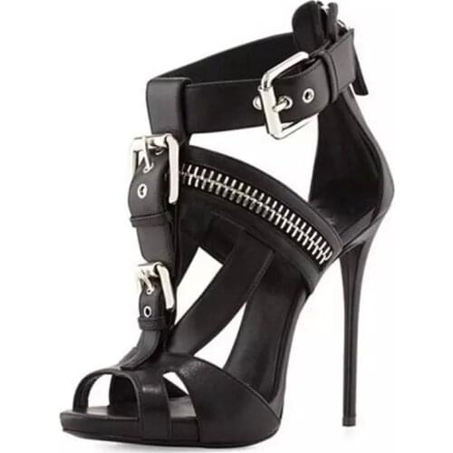 Shofoo shoes.Sweet fashion womens shoes , leather fabric, 11 cm high heel sandals, buckle sandals, women sandals. SIZE:34-45