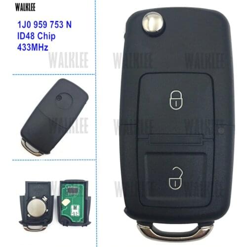 WALKLEE 1J0959753N 433MHz Remote Key suit for SKODA FABIA OCTAVIA Keyless Entry Transmitter 1J0 959 753 N