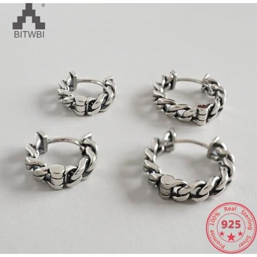 S925 Sterling Silver Ear Hook Vintage Chain Earrings Women Personality Fashion Small Big Earrings Silver Jewelry