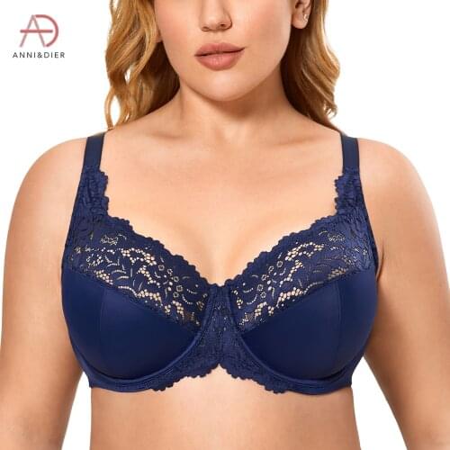 Womens Plus Size Full Coverage Minimizer Lace Bra Unlined Underwire