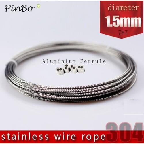 50M 304 stainless steel wire rope alambre cable softer fishing lifting cable 7X7 Structure 1.5mm diameter