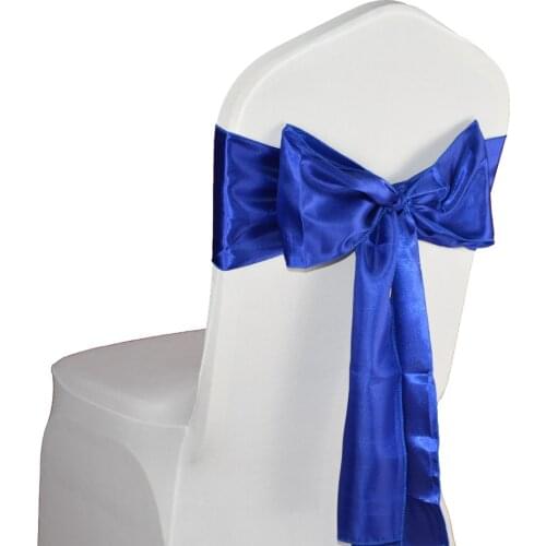 50pcs/lot 17*275cm Red/Blue/Purple Multi Colors Wedding Party Decoration Satin Chair Sashes Bow For Hotel Banquet Chair Decor