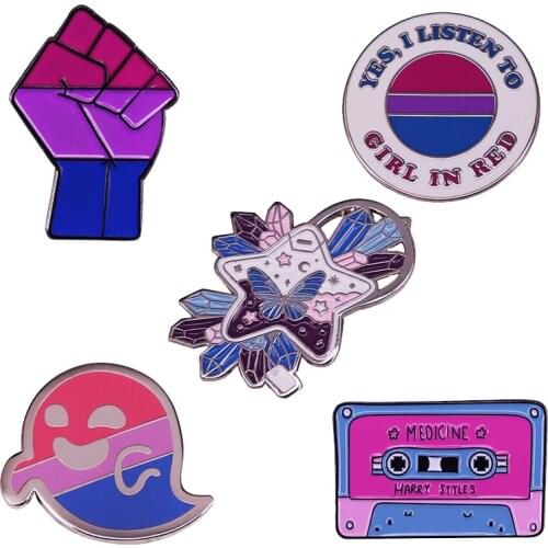 LT1004 Bisexual Pride Flag Personalise Enamel Pin Lapel Pin Brooch Pansexuality Badge Gay LGBT gift Jewelry Accessory