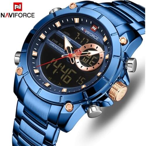 NAVIFORCE Brand 9163 Watch Top Luxury Men Waterproof Military Watches Wrist Digital Quartz Male LED Wristwatch Relogio Masculino