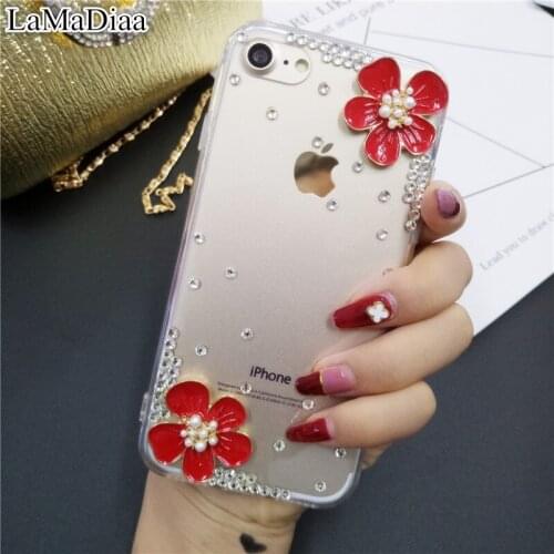 Phone Case For Xiaomi 10 Pro 9 8 SE Lite For Redmi 9T 9A 8 A 7 Note 9 Pro Max 8 7 6 Pro 5 Luxury Bling Diamonds petal soft Cover
