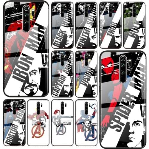 Tempered Glass Cover Avengers Marvel superhero For Xiaomi Redmi Note 10 10S 9T 9S 9 8T 8 7 5G Pro Max Phone Case Shell