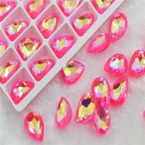 Rose mocha AB Fluorescent teardrop crystals rhinestones and decorations 17x32mm Navette 20x30mm