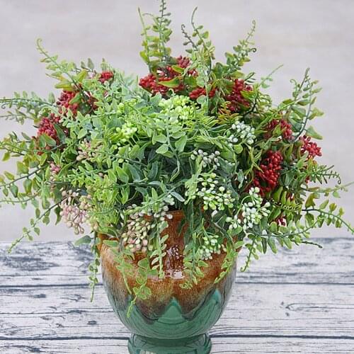 Artificial Lilacs Wedding Flower Bouquets Fake Fern Grass with Fruits Flowers DIY Flower Arrangement