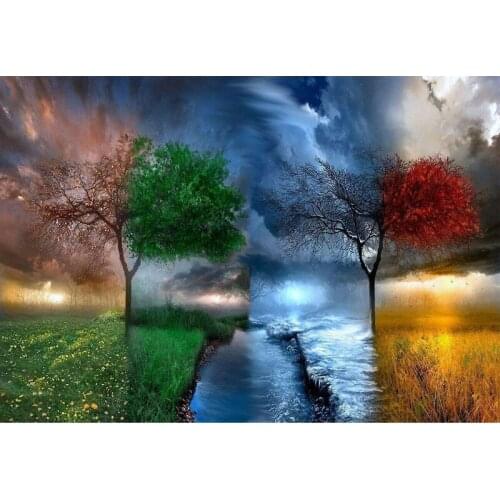 Hot Sale Four Seasons Tree Scenery DIY Digital Painting By Numbers Modern Wall Art Canvas Painting Unique Gift Home Decor 40x50