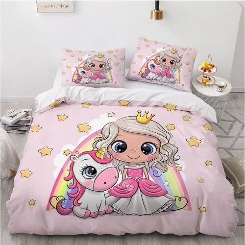 Classic 3D Bedding Set Duvet Cover Set Comforter Full King Queen Double Single Size Pink Lovely Cartoon Design Custom Bedclothes