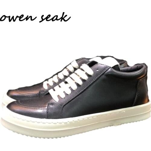 20ss Owen Seak Men Casual Shoes Ankle Boots Luxury Trainers Genuine Leather Lace Up Sneaker Winter Boots Brand Flat Black Shoes