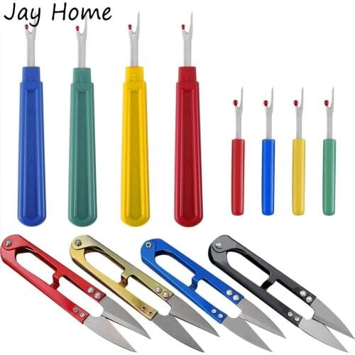 2PCS Sewing Seam Ripper Kit Stitch Unpicker Thread Cutter Tool with Trimming Scissor for Sewing Crafting Removing Threads
