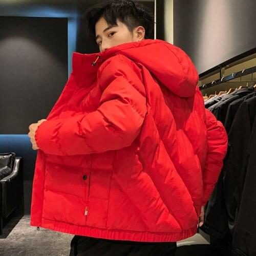 New men thickening cotton-padded clothes warm hooded jacket