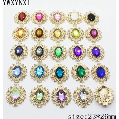 New Jewelry Accessories Buckle 10pcs Gold Plated Rhinestone Flash Decorative Buckle Various Colors Handmade Creative Crafts