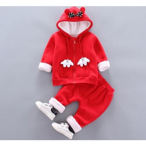 New Winter Baby Boys Clothing Sets Cartoon Toddler Boys Girls Warm Hooded Coats Pants Suit Kids Thick Tracksuit Clothes Set