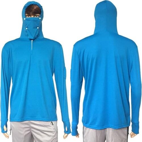 Fishing Clothes Sun Protection Shirt Anti-UV Breathable Men Quick Dry Hooded Fishing Shirt Outdoor Hiking T-Shirt Sunscreen Tops