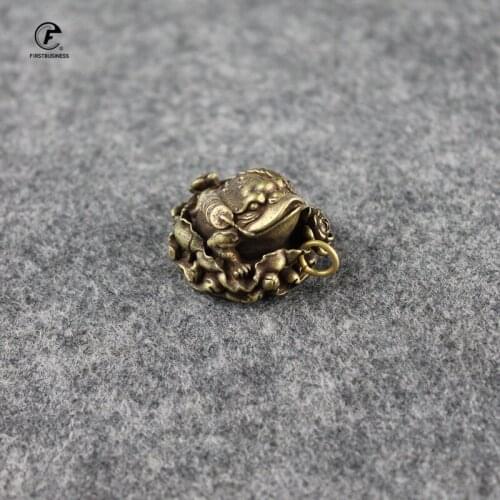Solid Copper Lucky Toad Tea Ceremony Small Ornaments Tea Pet Antique Bronze Animal Bufo Figures Miniatures Desk Decoration Craft