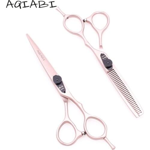 Hairdressing Scissors 5.5" A9015 440C Rose Gold Hair Cutting Scissors Thinning Shears Professional Hair Scissors Add Wooden Box